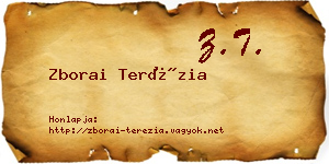 Zborai Terézia névjegykártya